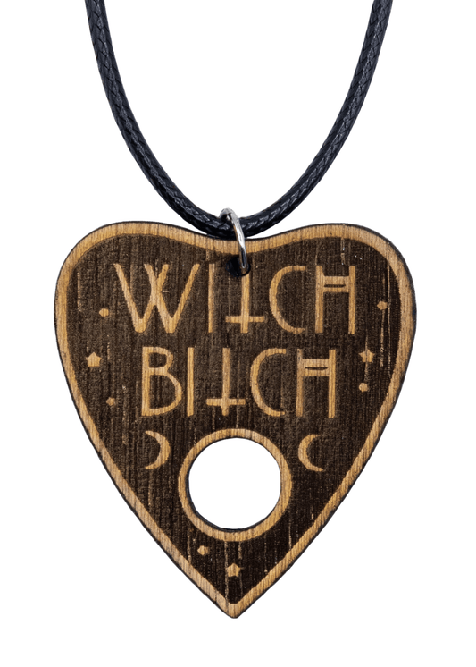 witch bitch wood necklace