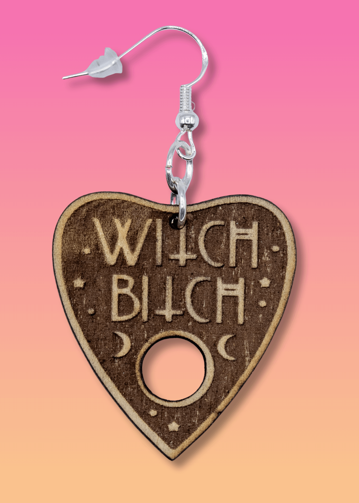 rich bitch wooden planchette single earring