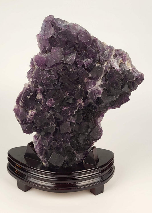 Deep Purple Fluorite Cluster On Stand