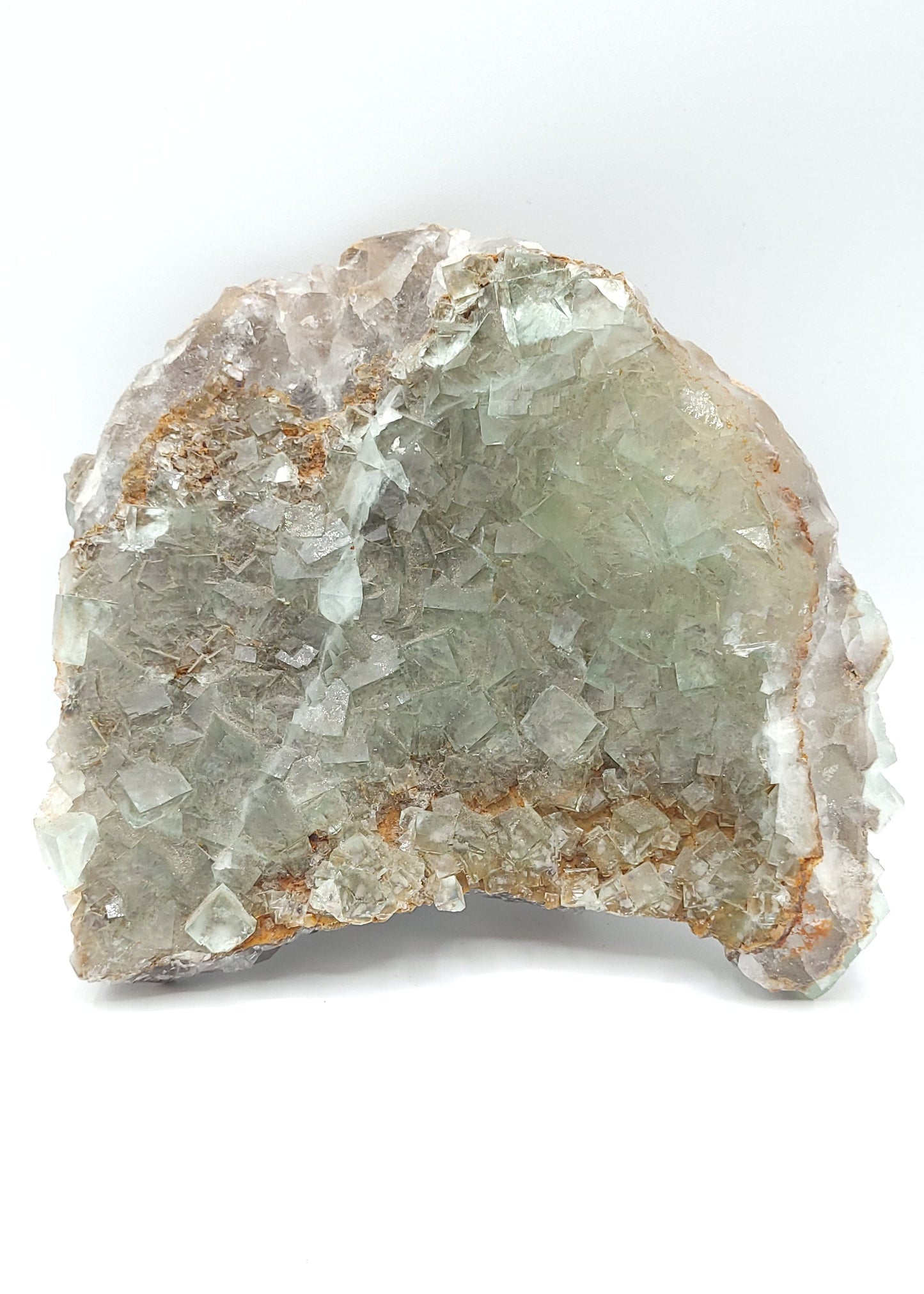 Green Fluorite Crystal Specimen with Gemmy Cubic Crystals