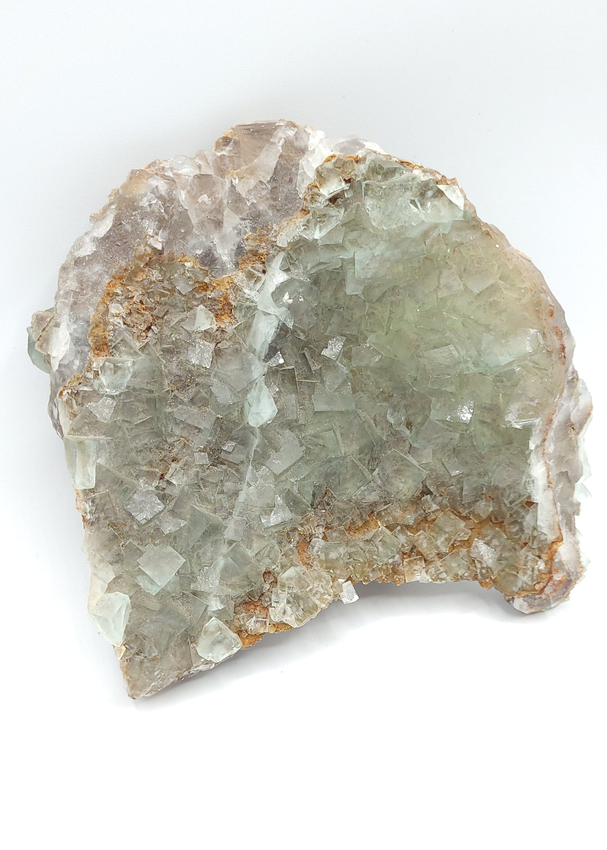 Green Fluorite Crystal Specimen with Gemmy Cubic Crystals