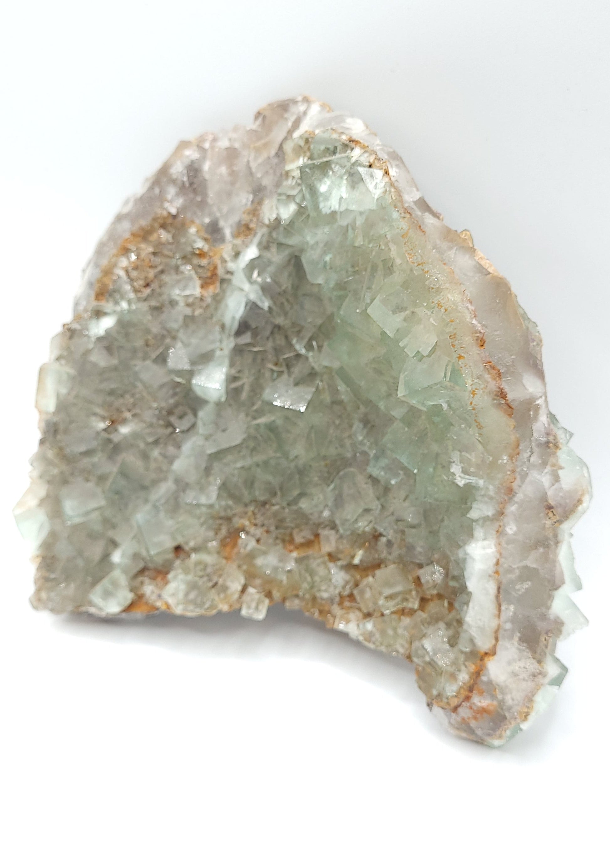 Green Fluorite Crystal Specimen with Gemmy Cubic Crystals