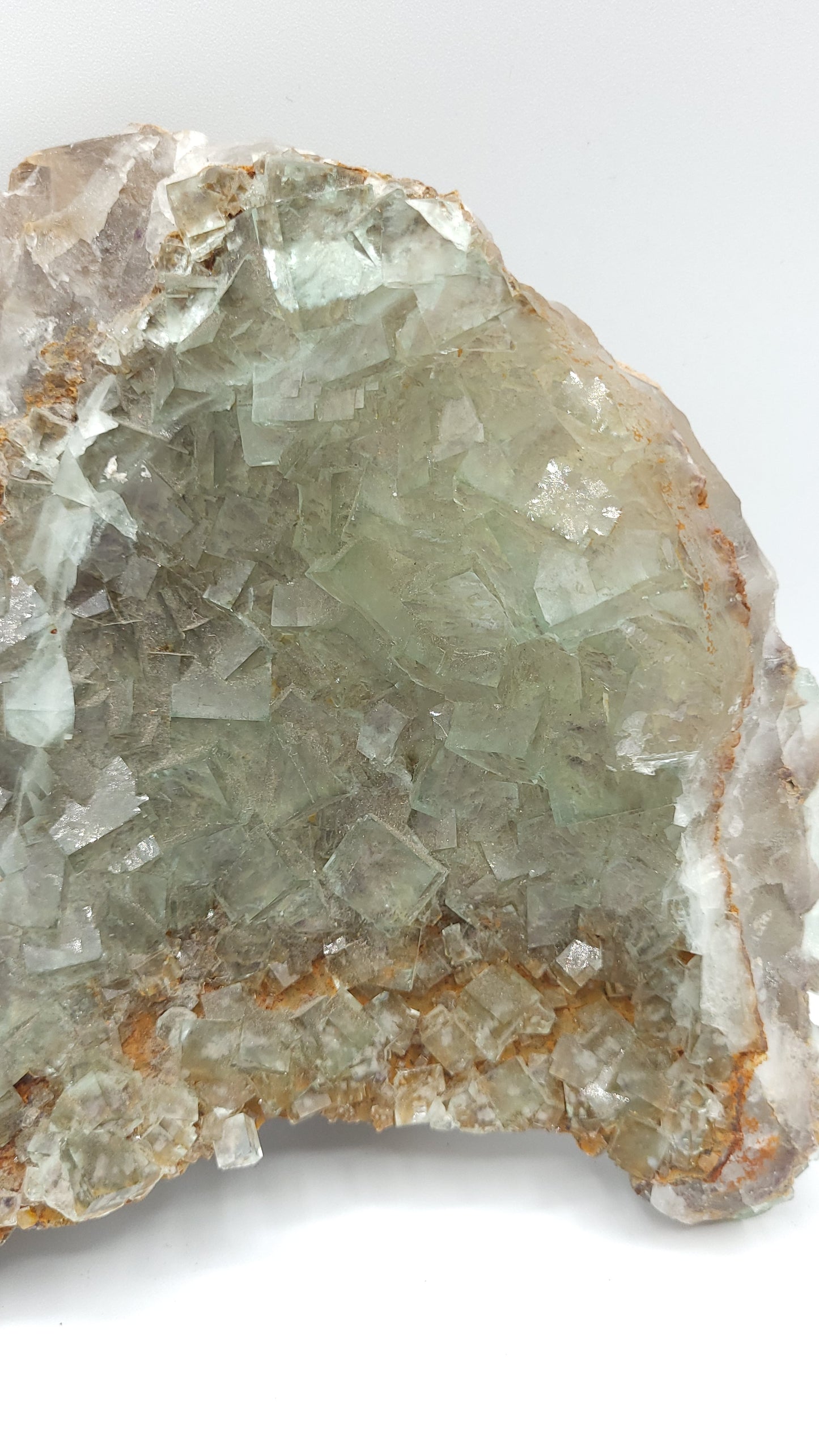 Green Fluorite Crystal Specimen with Gemmy Cubic Crystals