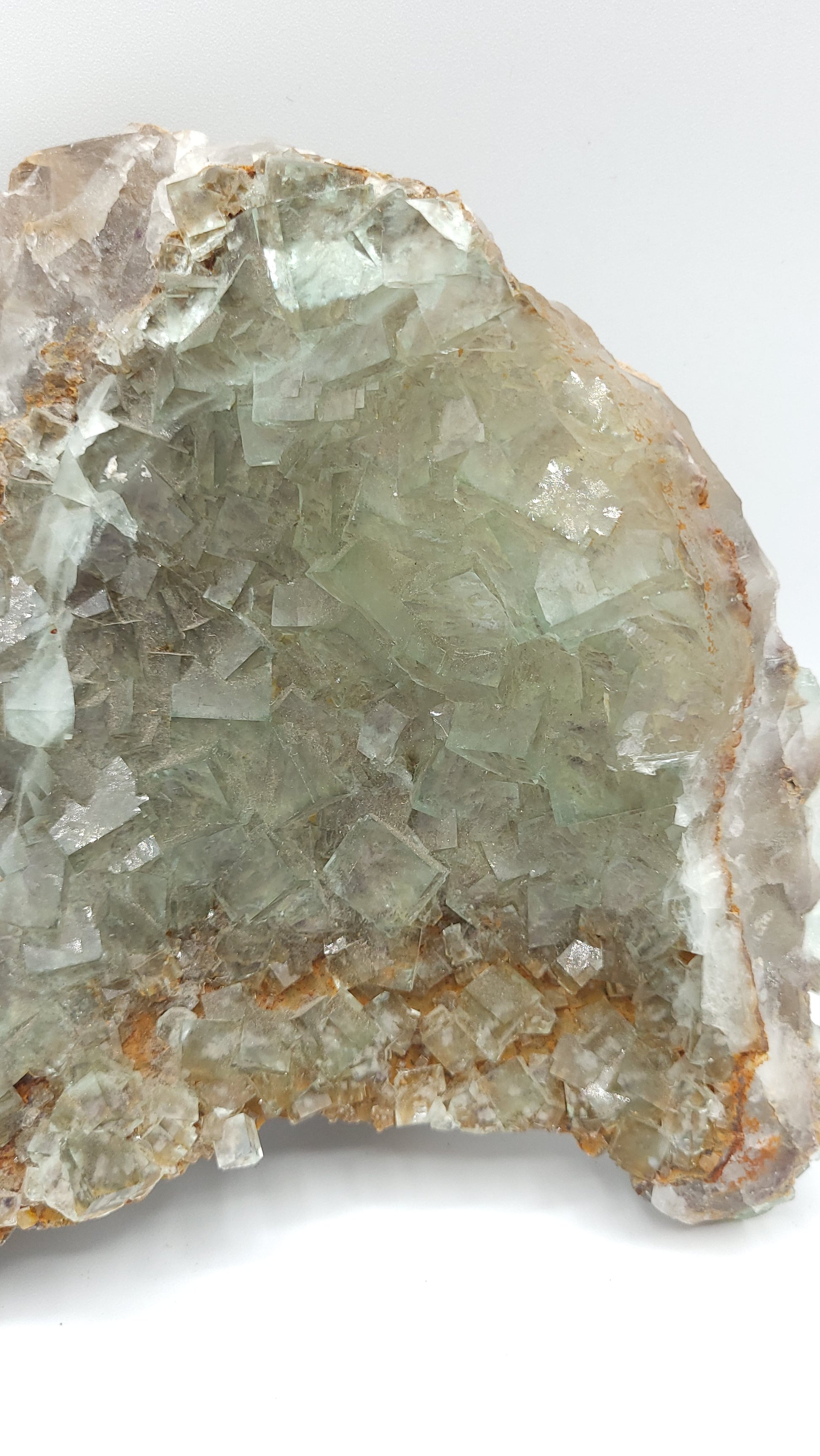 Green Fluorite Crystal Specimen with Gemmy Cubic Crystals