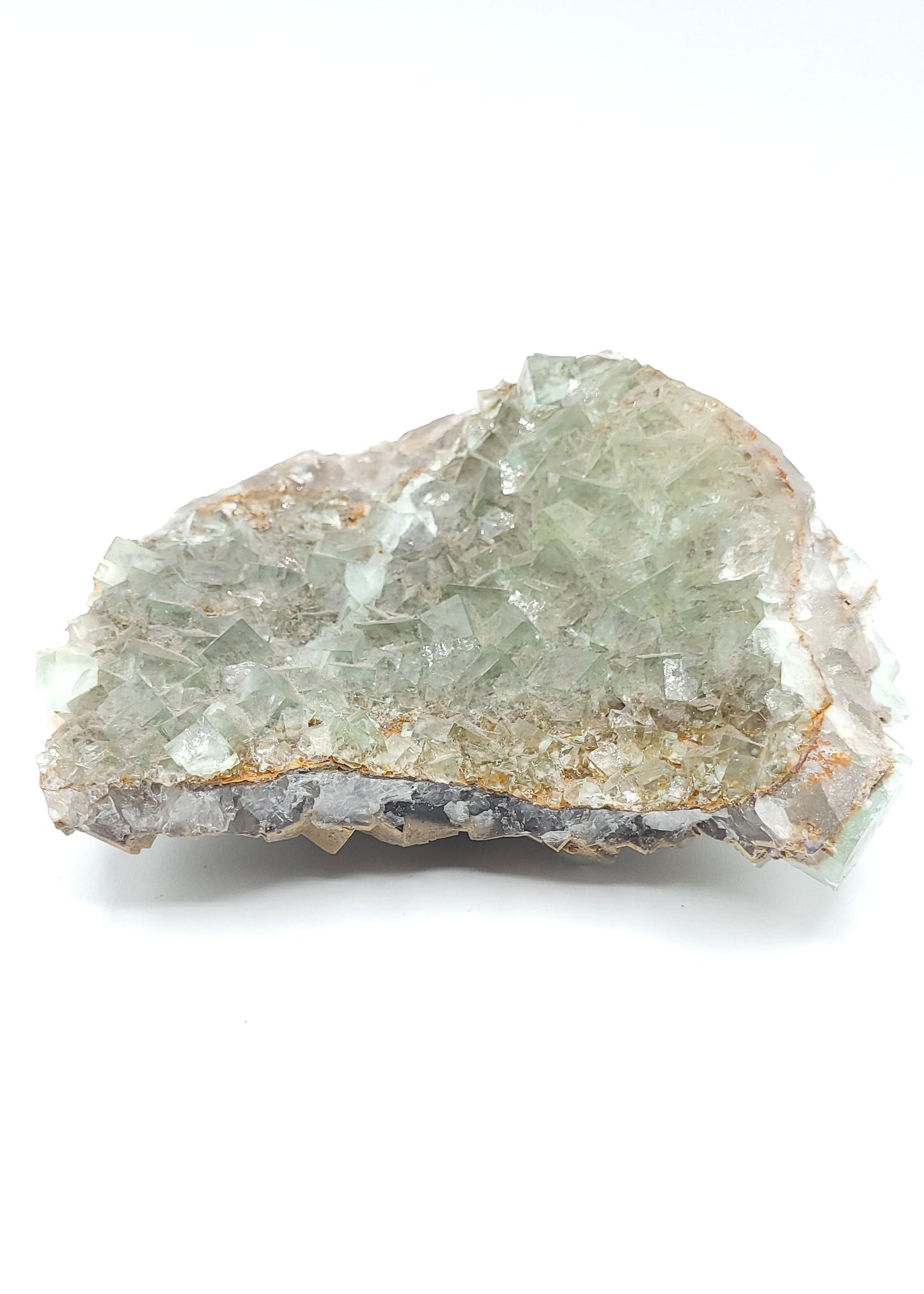 Green Fluorite Crystal Specimen with Gemmy Cubic Crystals
