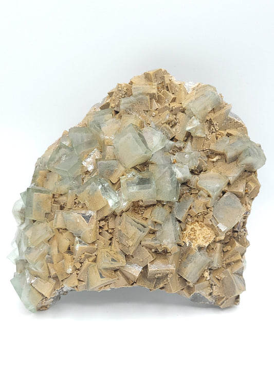 Green Fluorite Crystal Specimen with Gemmy Cubic Crystals