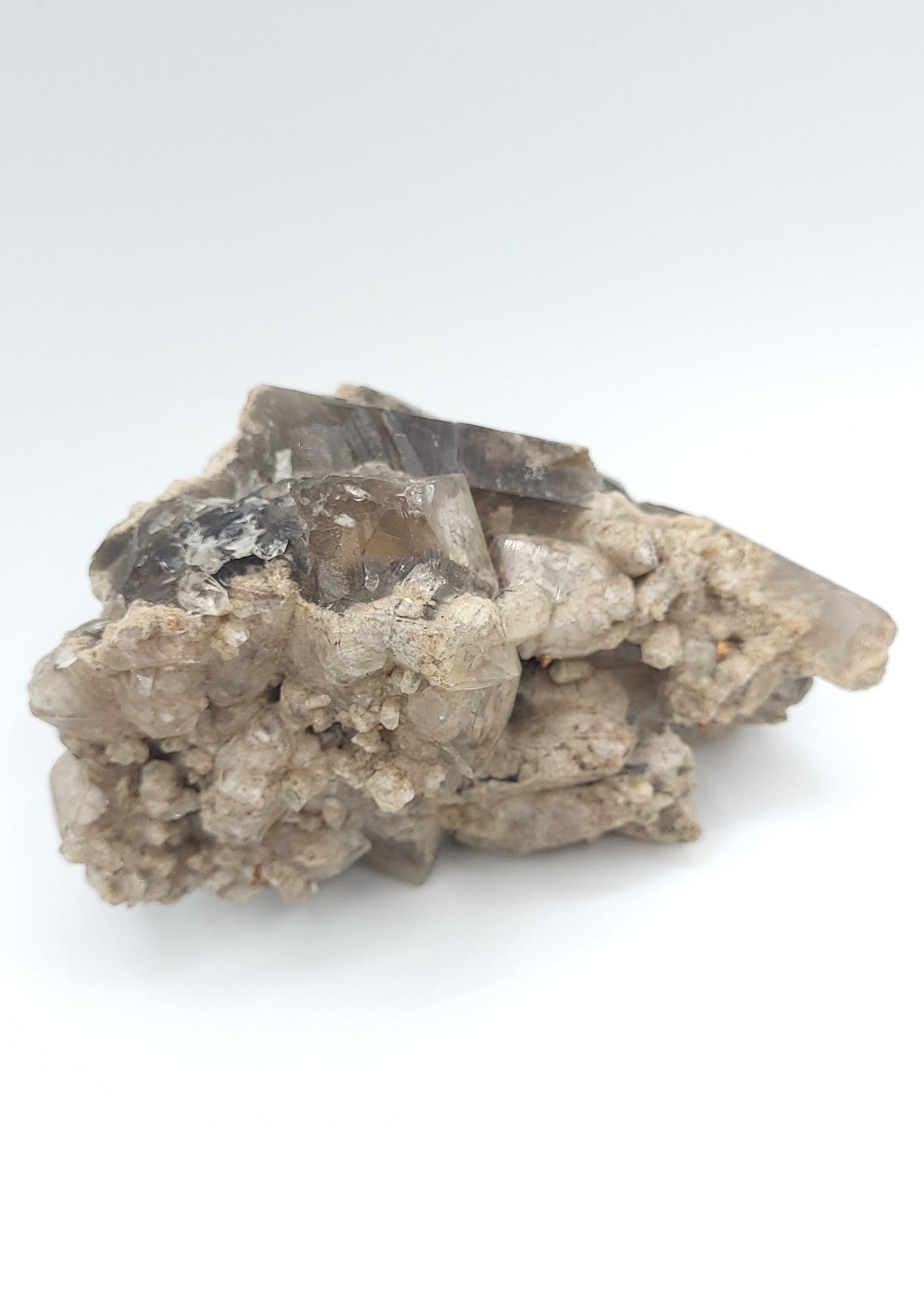 Smoky Quartz Crystal Cluster with Natural Sand Matrix