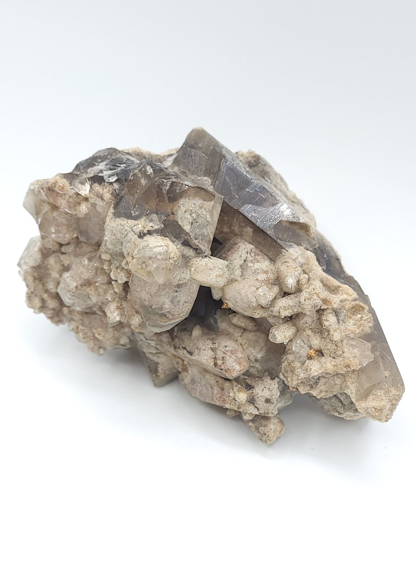 Smoky Quartz Crystal Cluster with Natural Sand Matrix