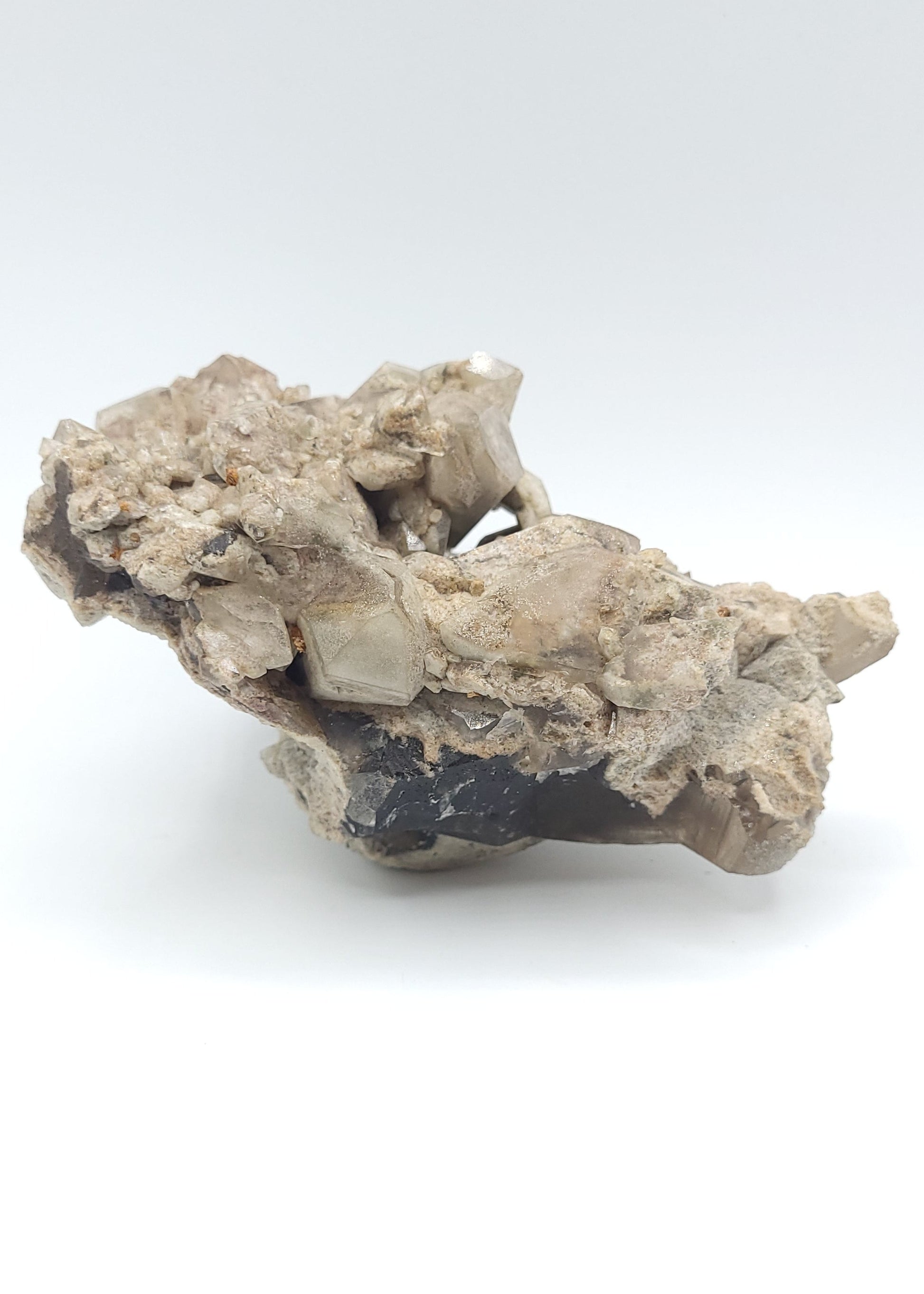 Smoky Quartz Crystal Cluster with Natural Sand Matrix