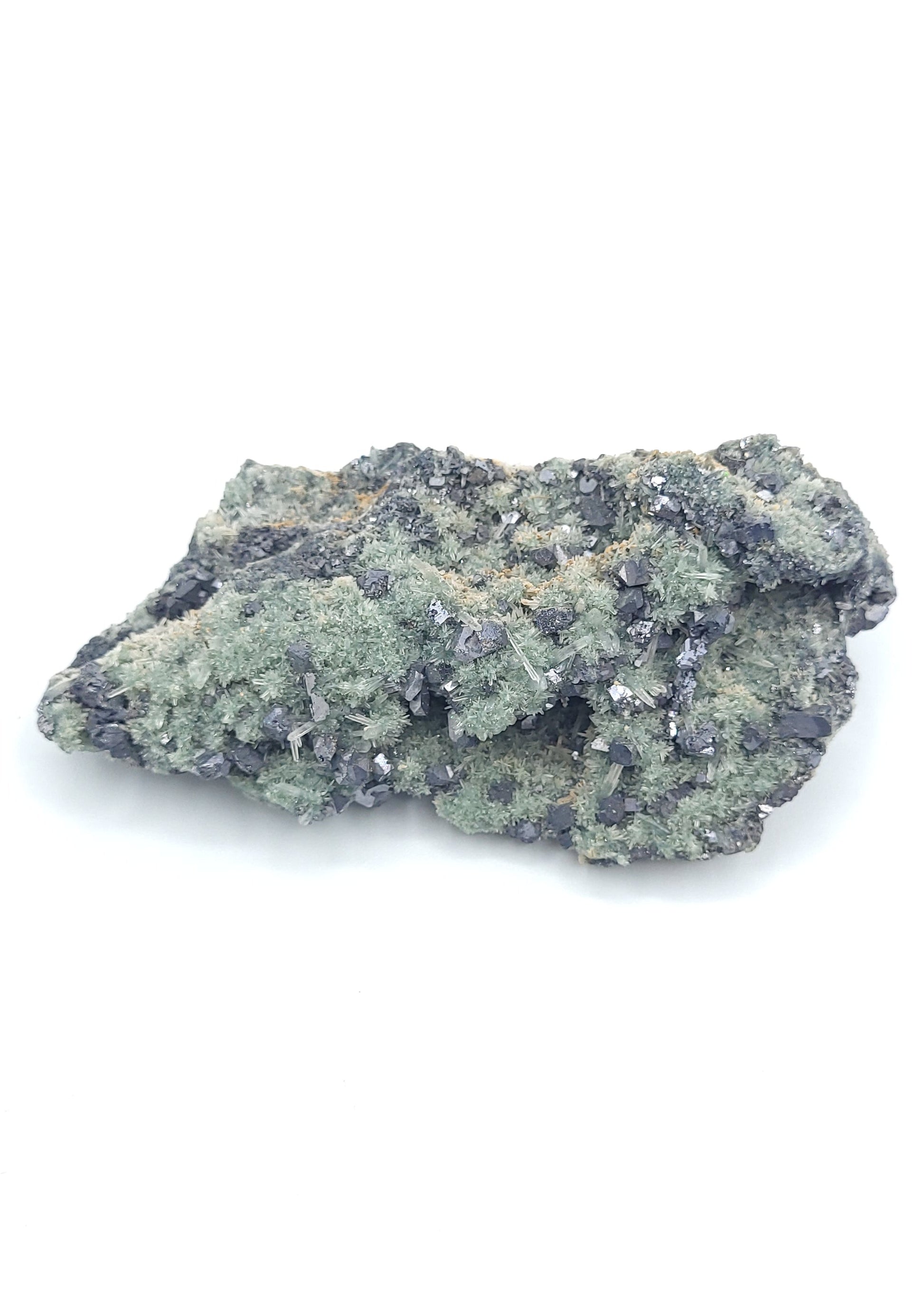 Galena with Sphalerite and Chlorite-Included Quartz on Matrix (Bulgaria)