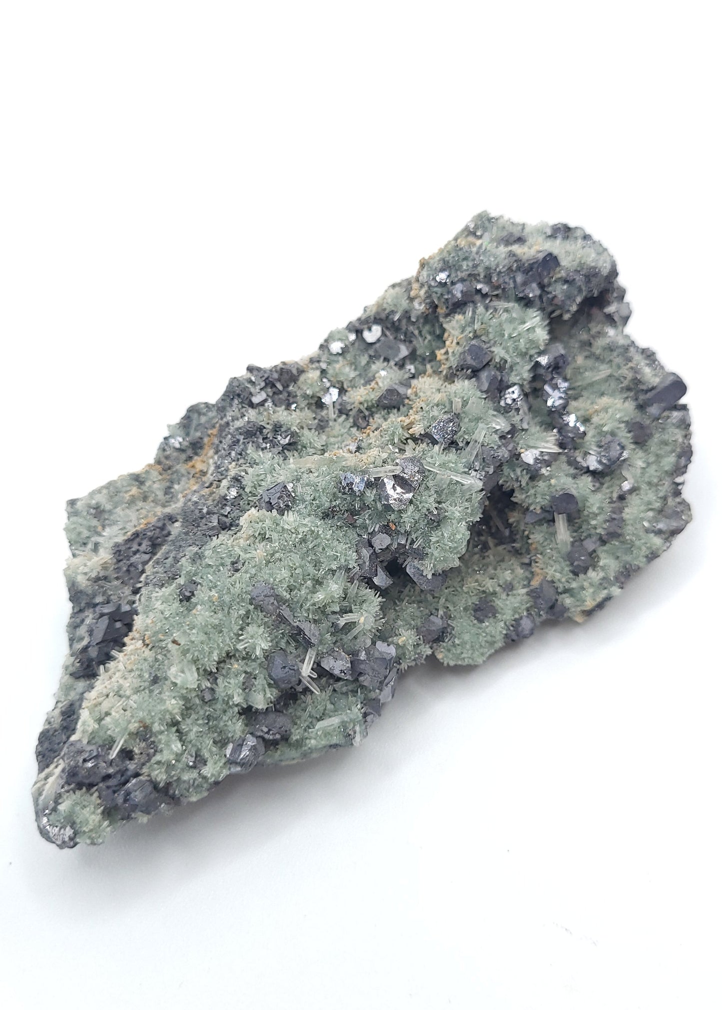 Galena with Sphalerite and Chlorite-Included Quartz on Matrix (Bulgaria)