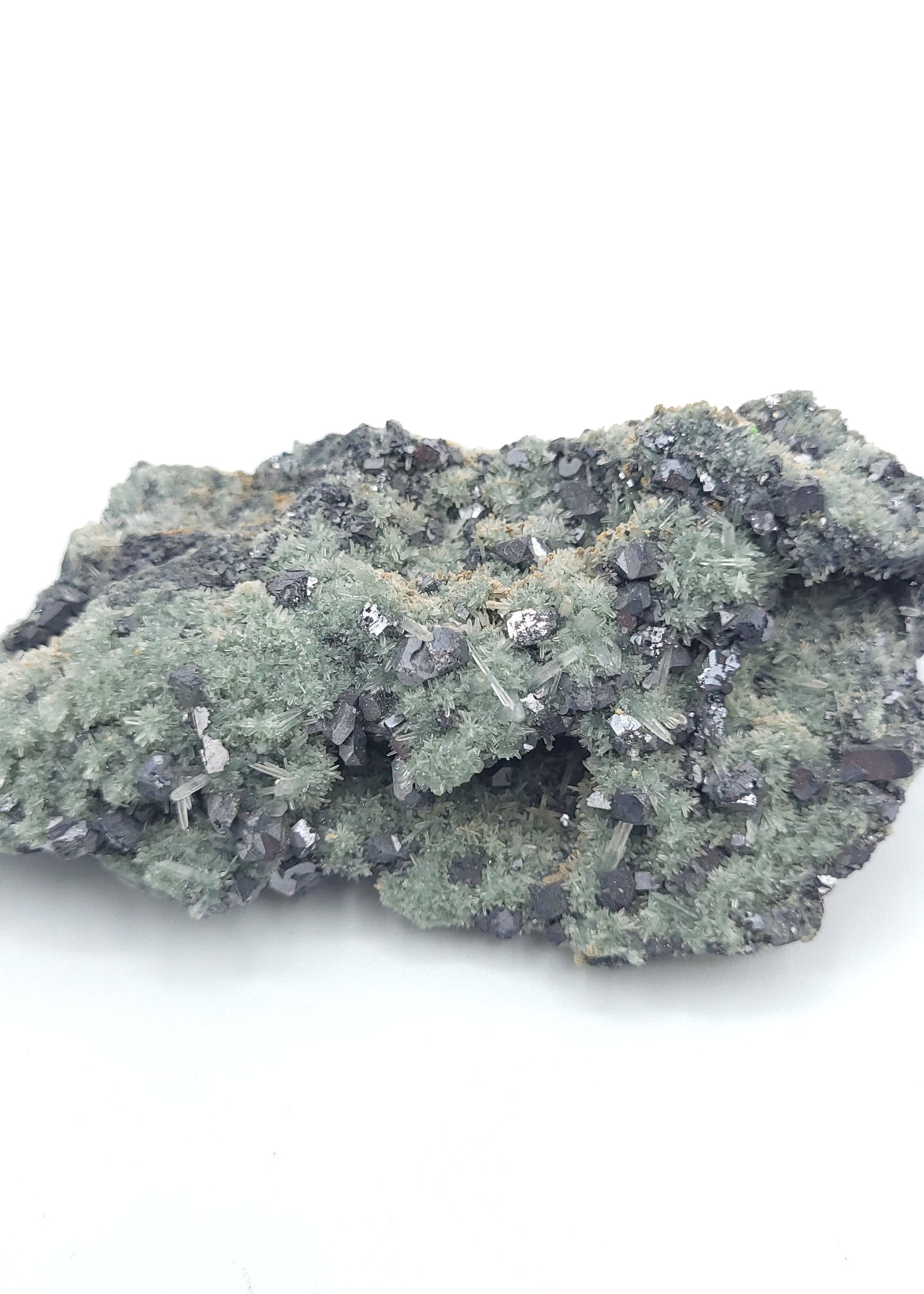 Galena with Sphalerite and Chlorite-Included Quartz on Matrix (Bulgaria)