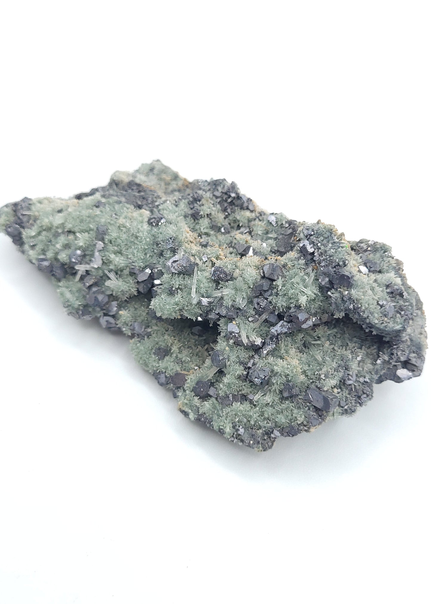 Galena with Sphalerite and Chlorite-Included Quartz on Matrix (Bulgaria)