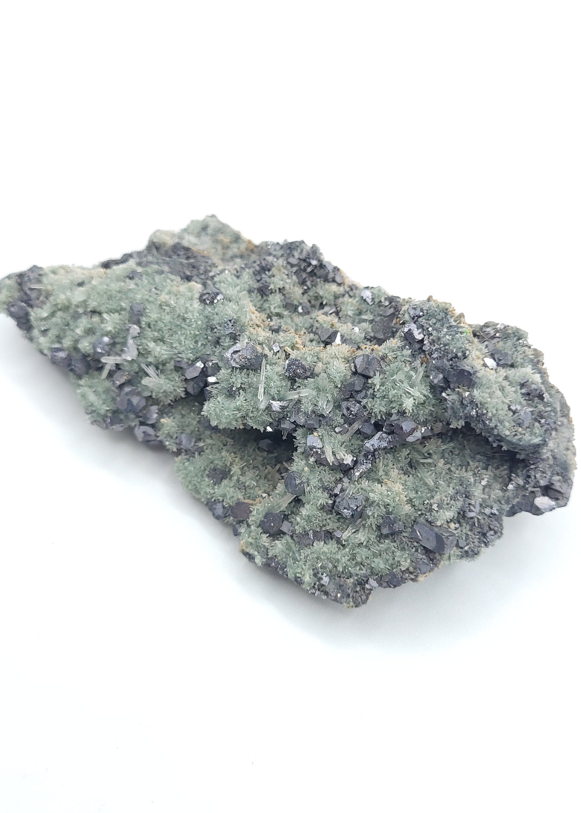 Galena with Sphalerite and Chlorite-Included Quartz on Matrix (Bulgaria)