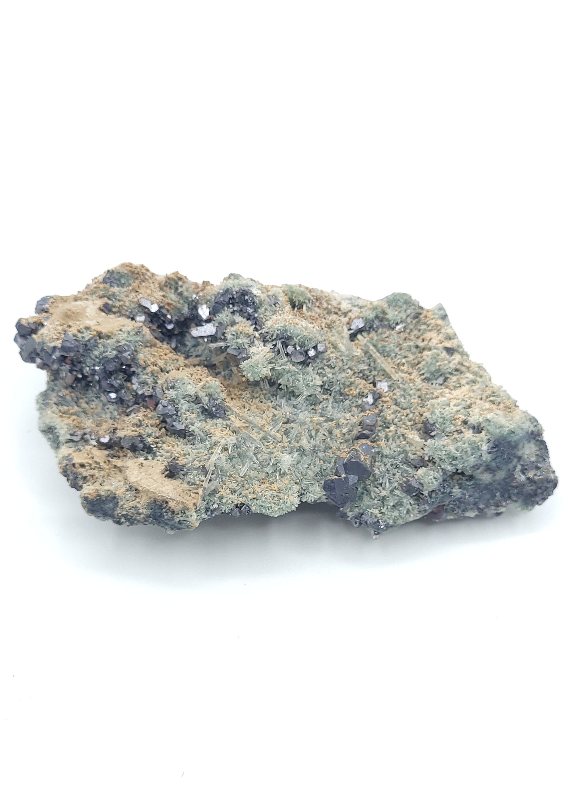 Galena with Sphalerite and Chlorite-Included Quartz on Matrix (Bulgaria)