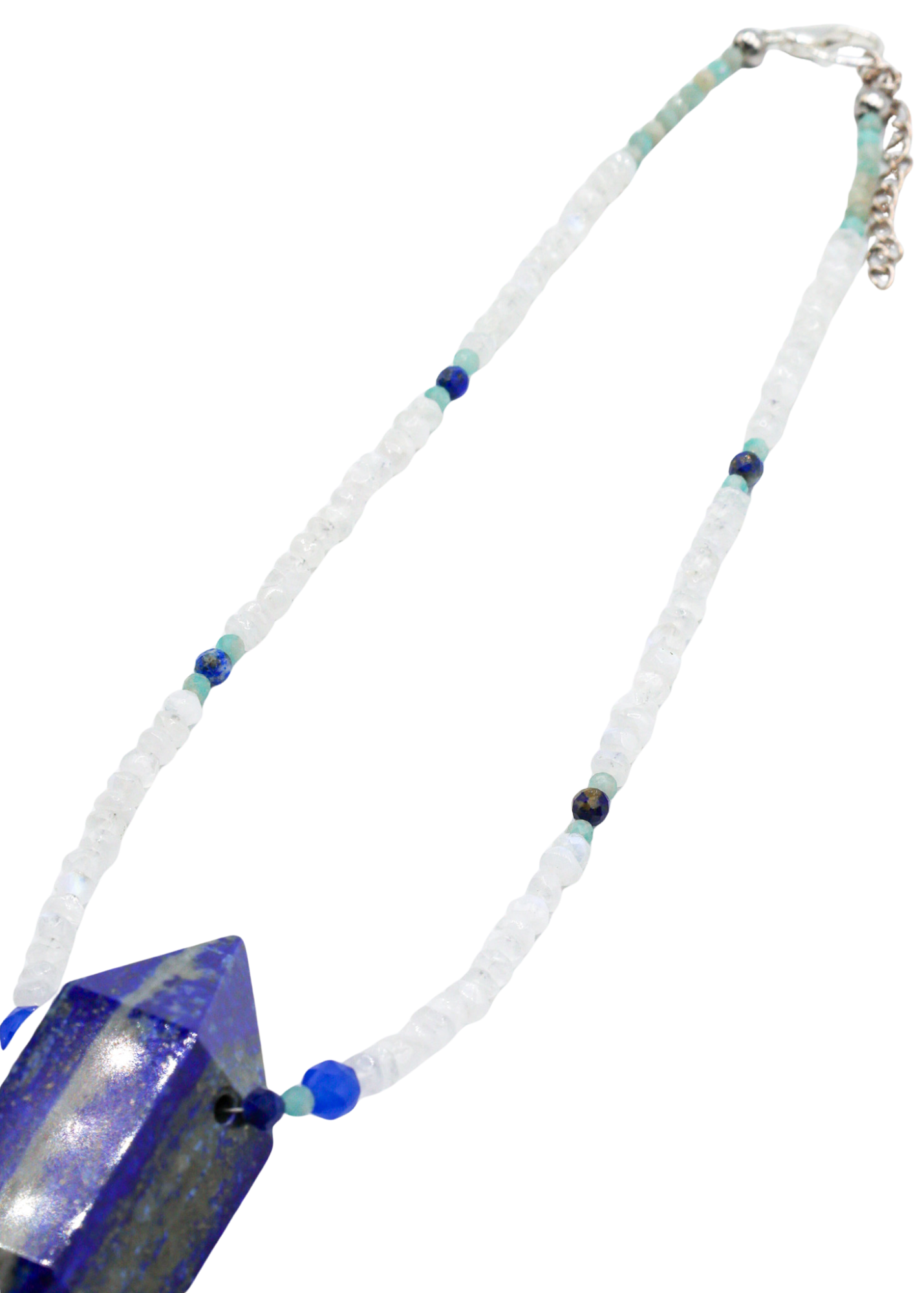 Lapis Lazuli Crystal Point Hand-Beaded Necklace beads