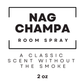 nag champa room spray label