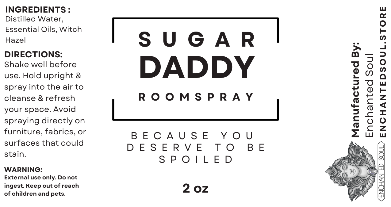 sugar daddy room spray label