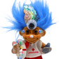 Captain All-Seeing Guardian of the Tides crystal troll doll sculpture front view with blue hair, lifeguard shirt, abalone shell and crystal accents