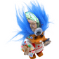 Angled view of Captain All-Seeing troll sculpture with quartz, rescue ring and blue hair