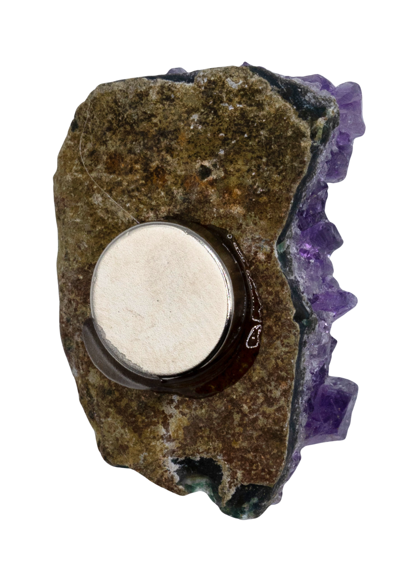 amethyst crystal cluster refrigerator magnet back