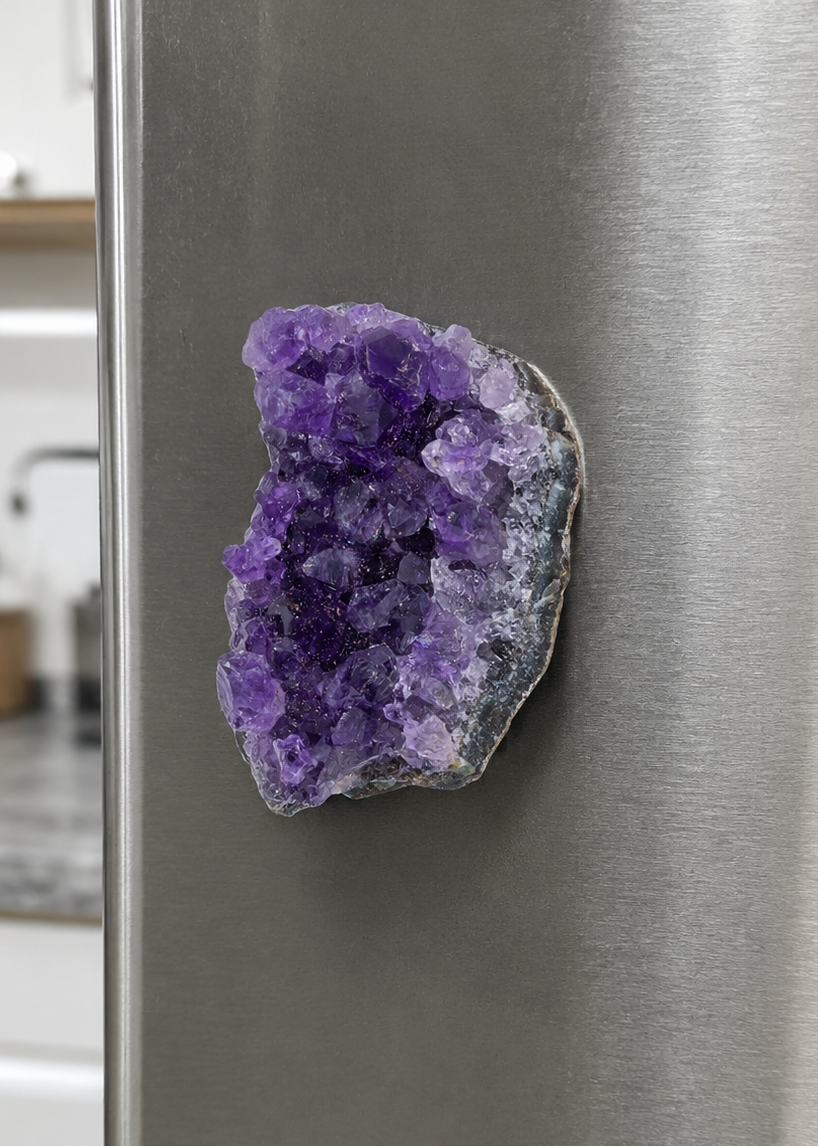 amethyst cluster fridge magnet