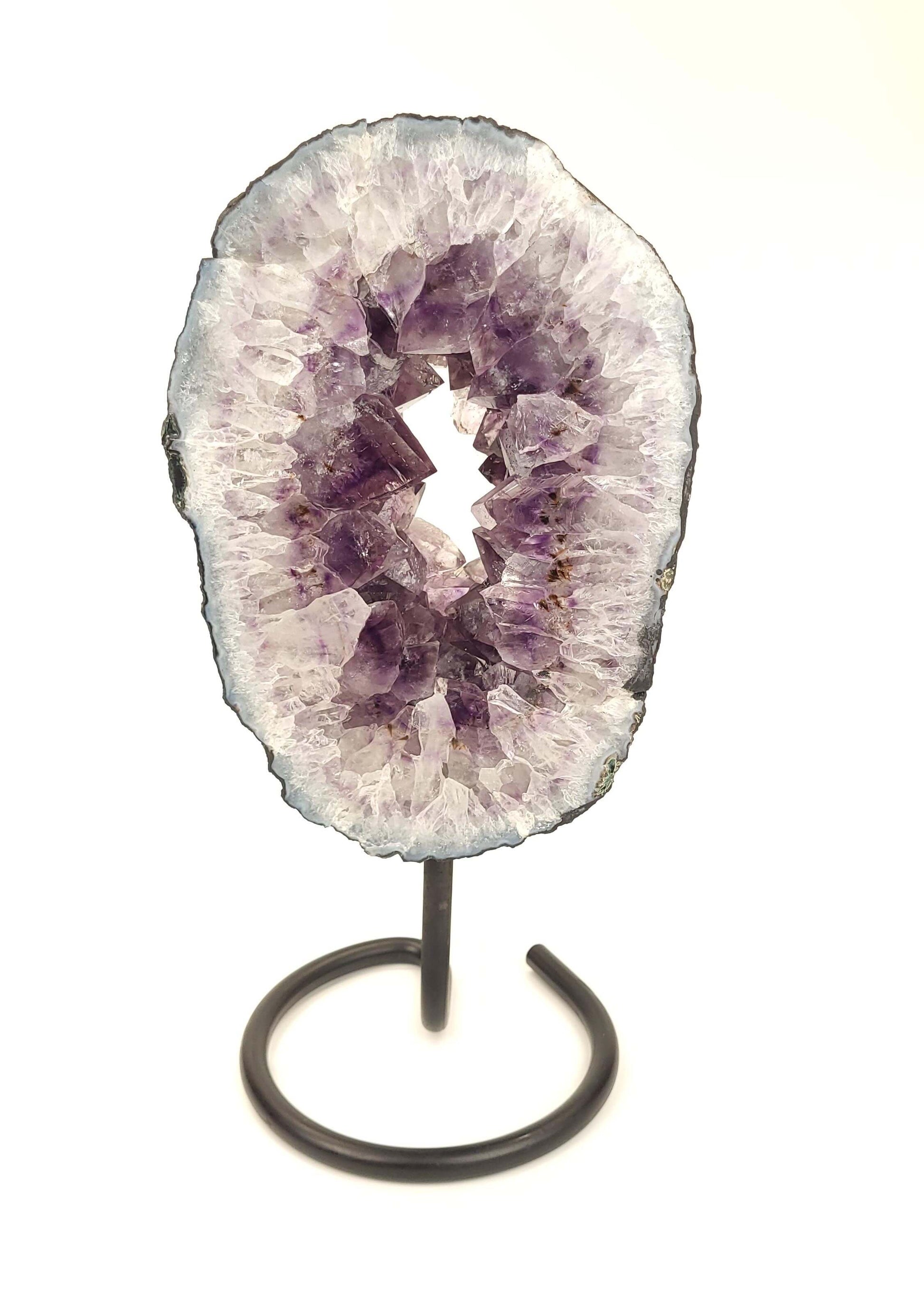 Amethyst Crystal Geode Slice On Stand