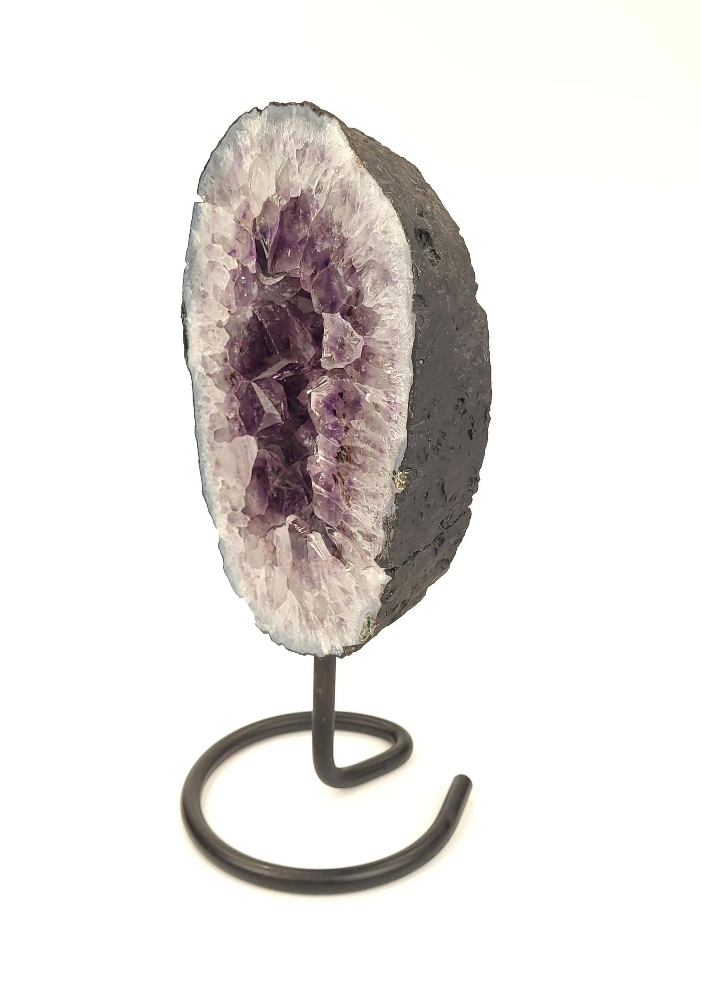 Amethyst Crystal Geode Slice On Stand