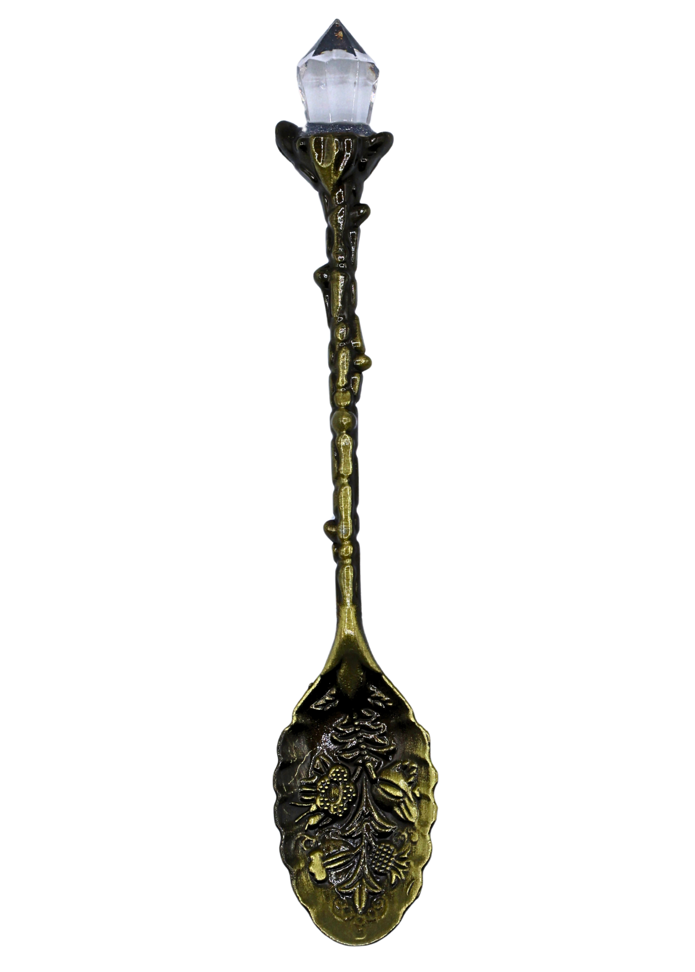 antique brass Ornate Crystal Ritual Spoon