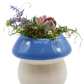 Blue Ceramic Mushroom Crystal Sculpture