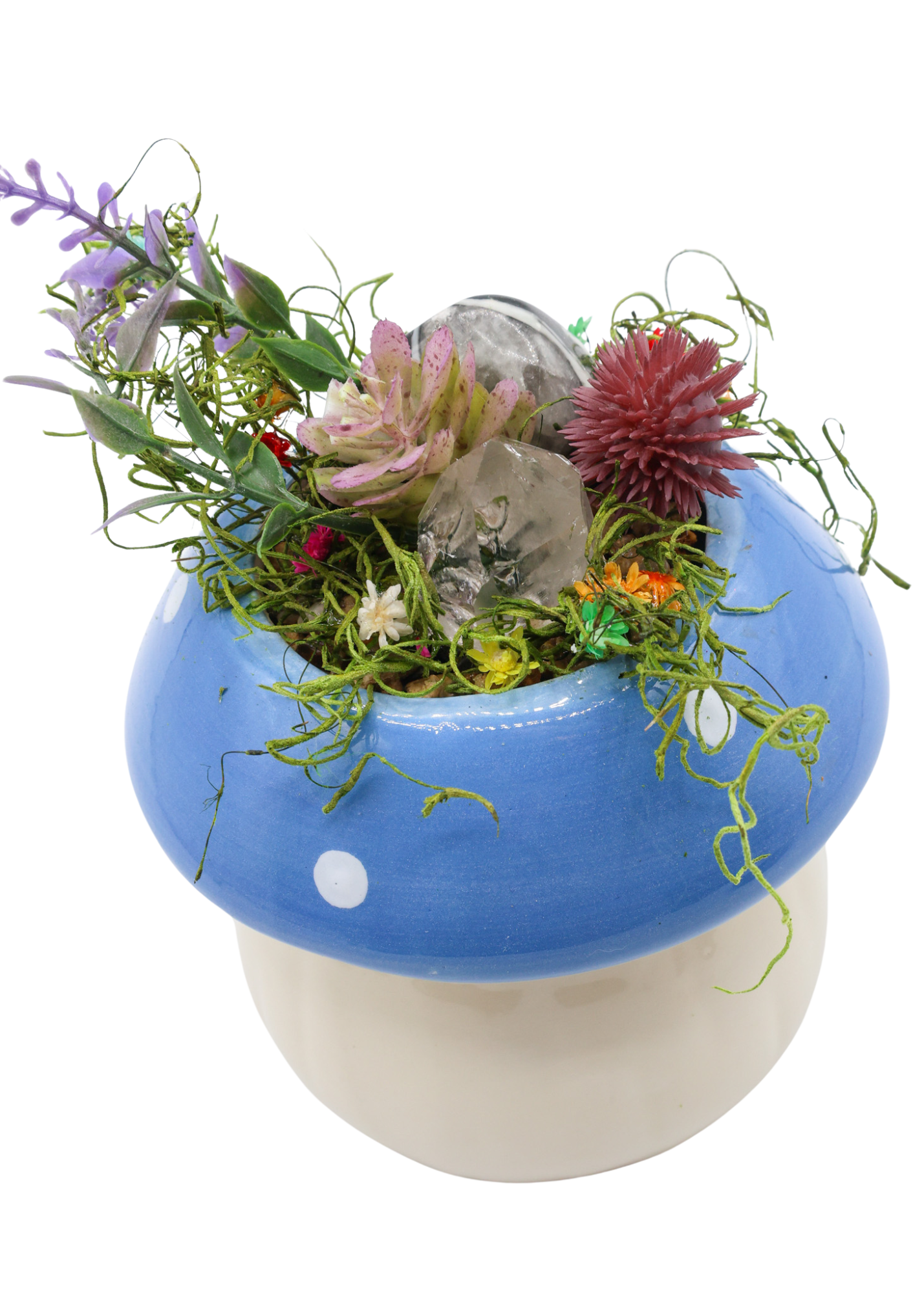 Blue Ceramic Mushroom Crystal Sculpture 2