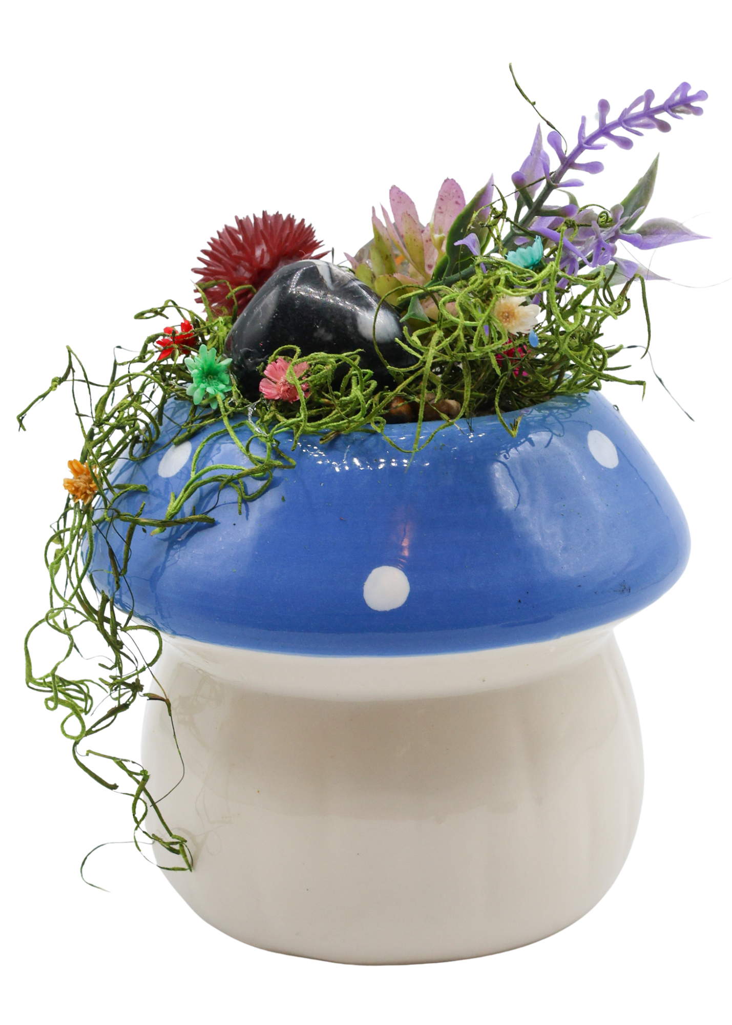Blue Ceramic Mushroom Crystal Sculpture 4