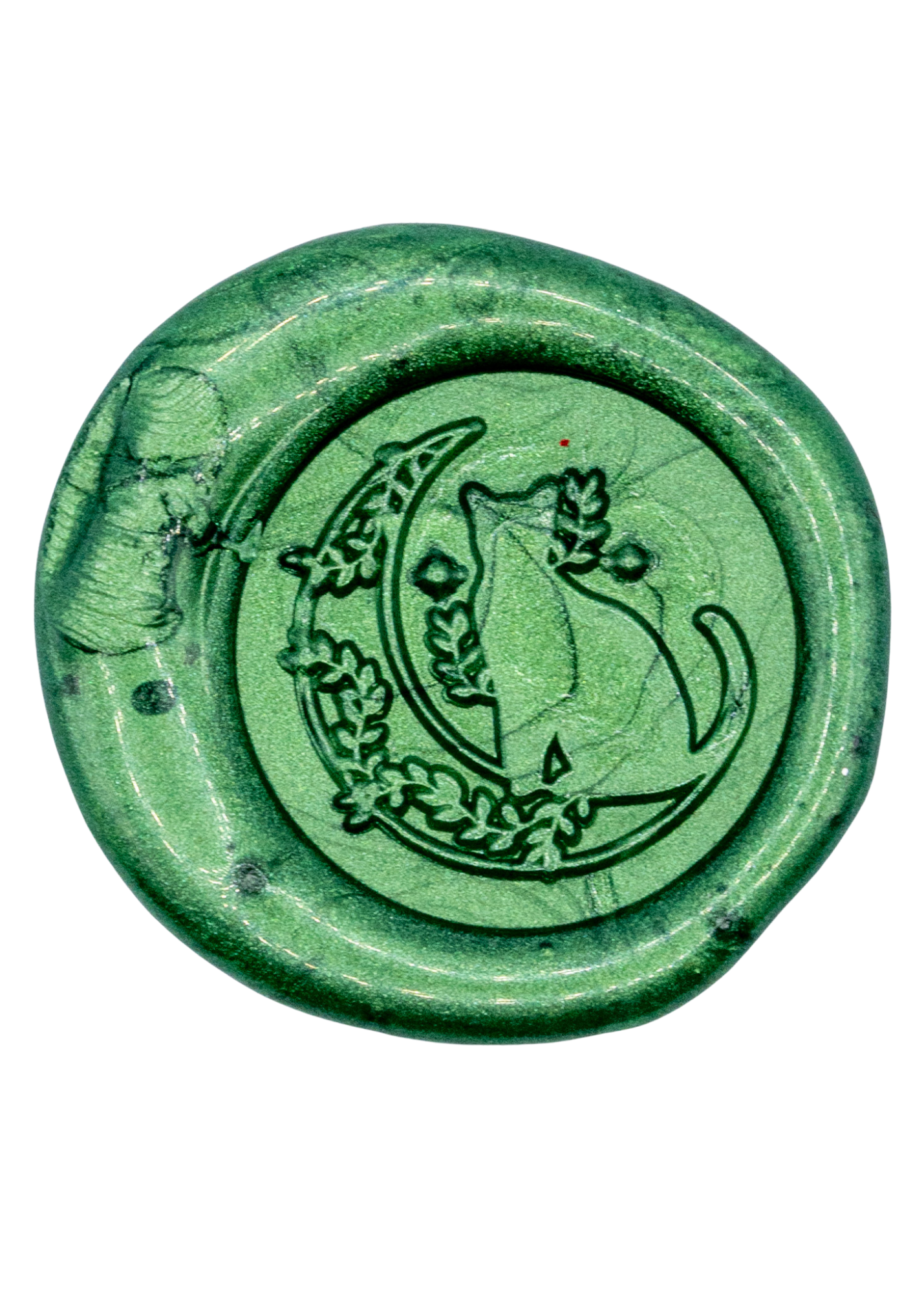 Cat & Moon Wax Seal green