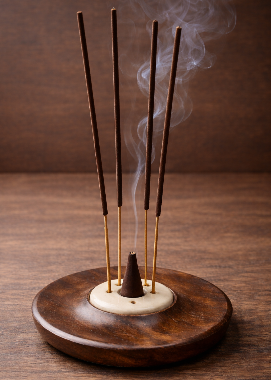 Ceramic & Wood Cone - Stick Incense Burner