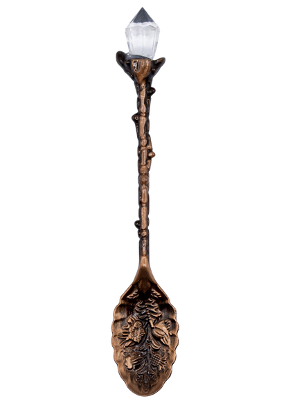 antique bronze Ornate Crystal Ritual Spoon