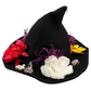Alternate view 4 of flower witch hat decorated by Tracie with colorful faux flowers, purple glitter branches, pearl-like beads, crystal accents and miniature keys