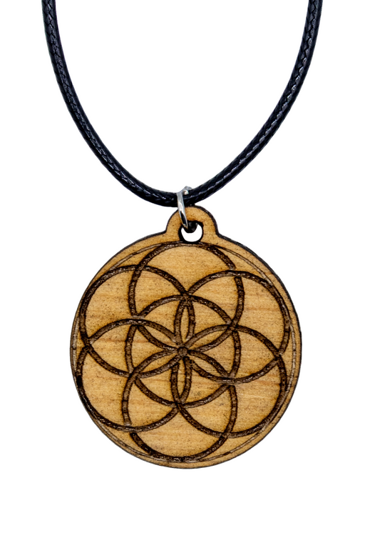 Flower Of Life laser cut Wood Necklace
