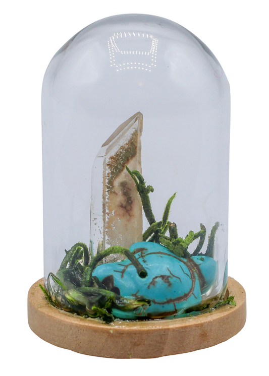 Garden Quartz Terrarium in Glass Dome
