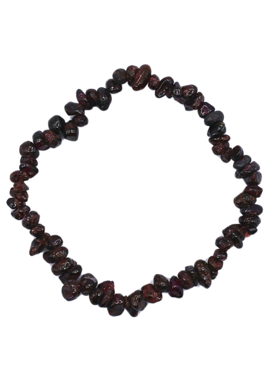Garnet Chip Stretch Bracelet front view