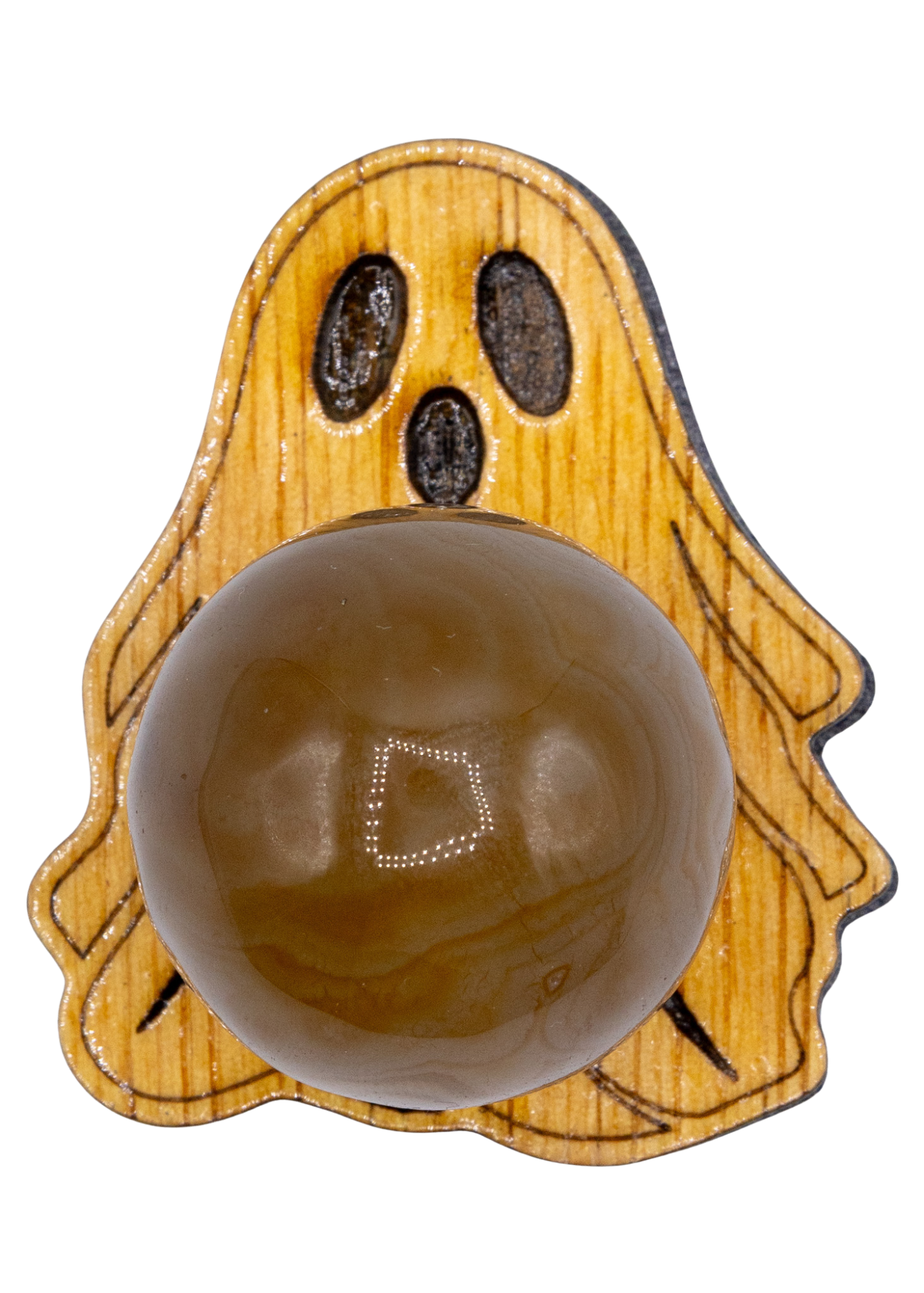 ghost wood crystal sphere holder angle top