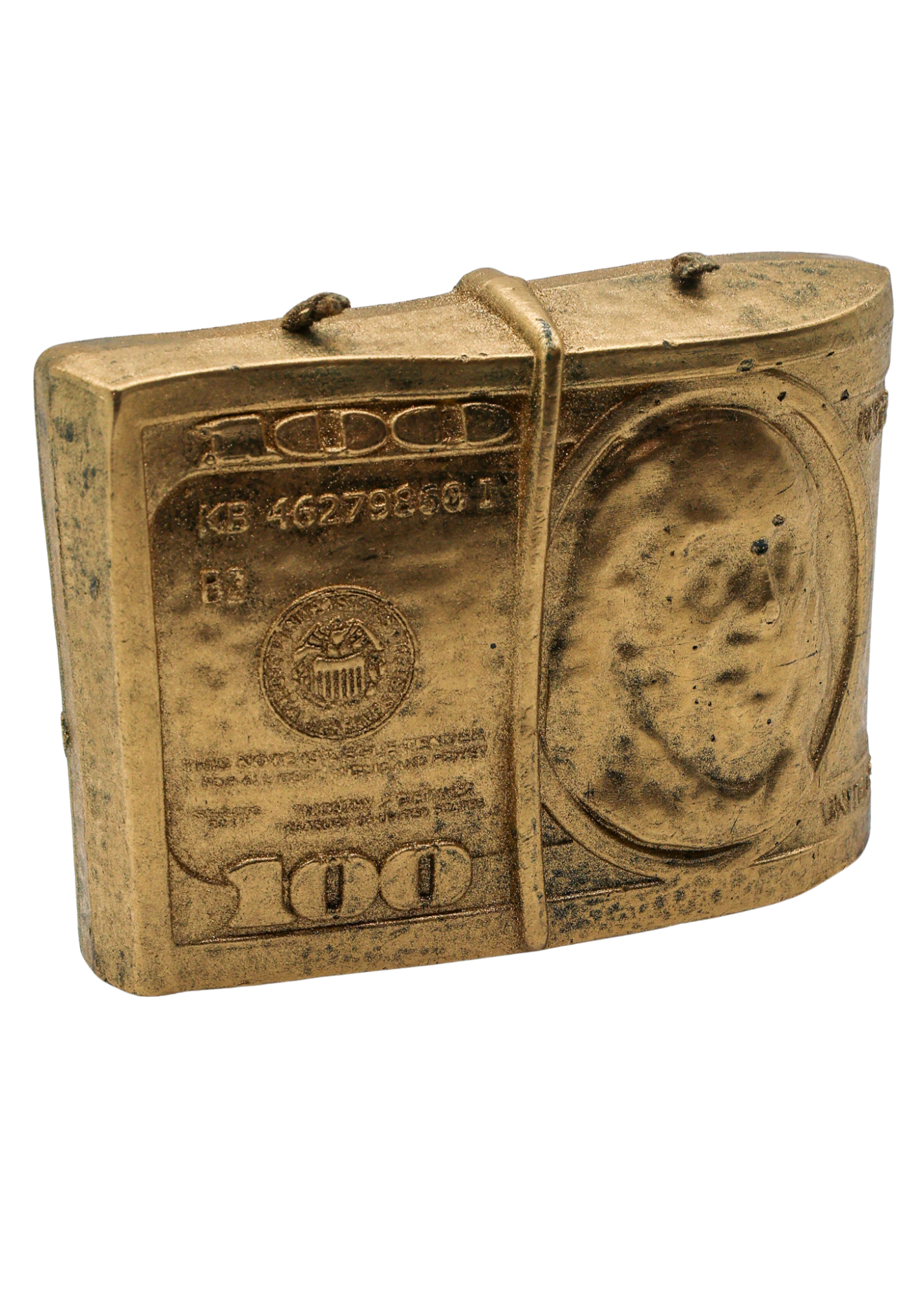 Gold 100 Dollar 2 Wick Candle left angle