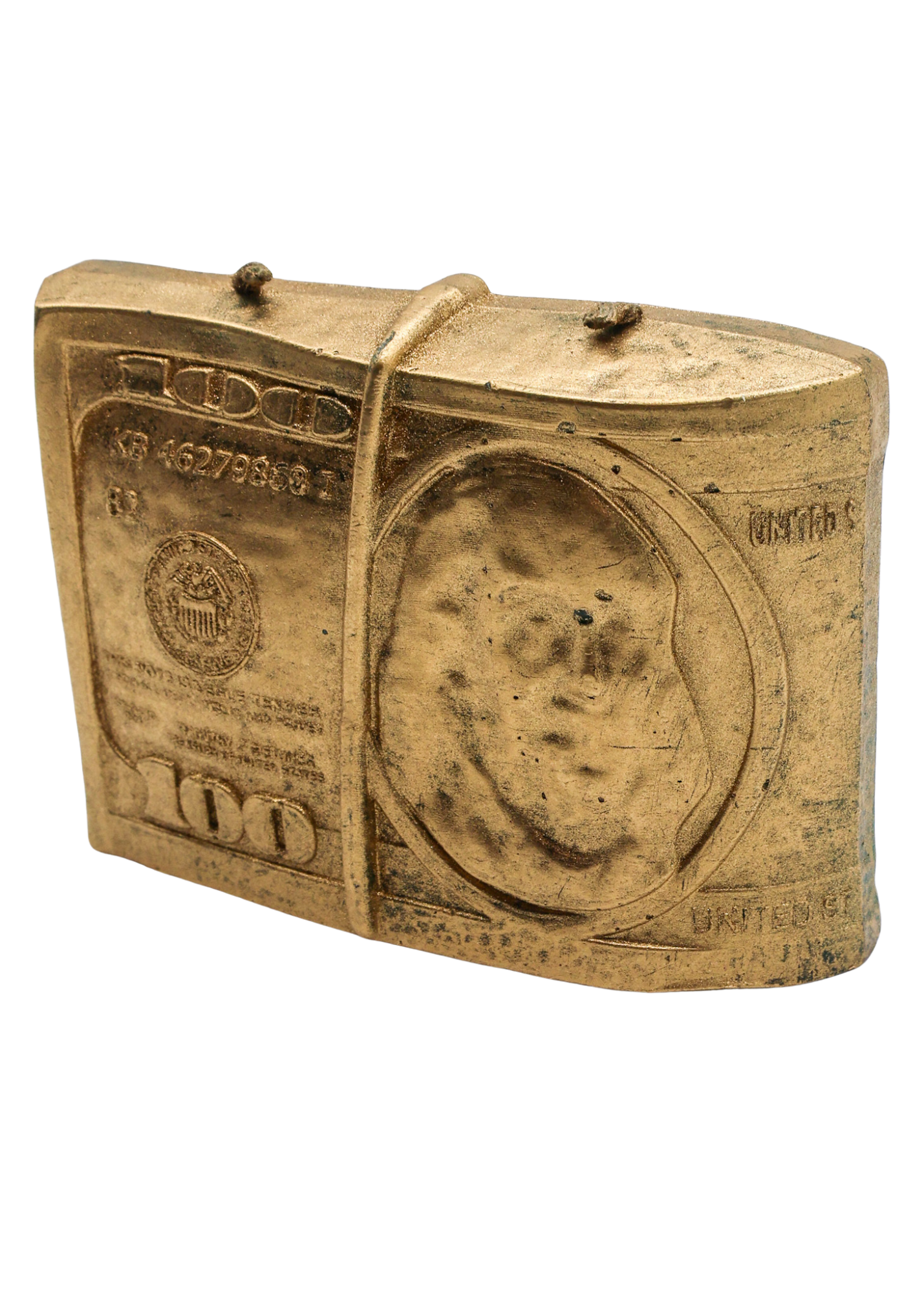 Gold 100 Dollar 2 Wick Candle right angle