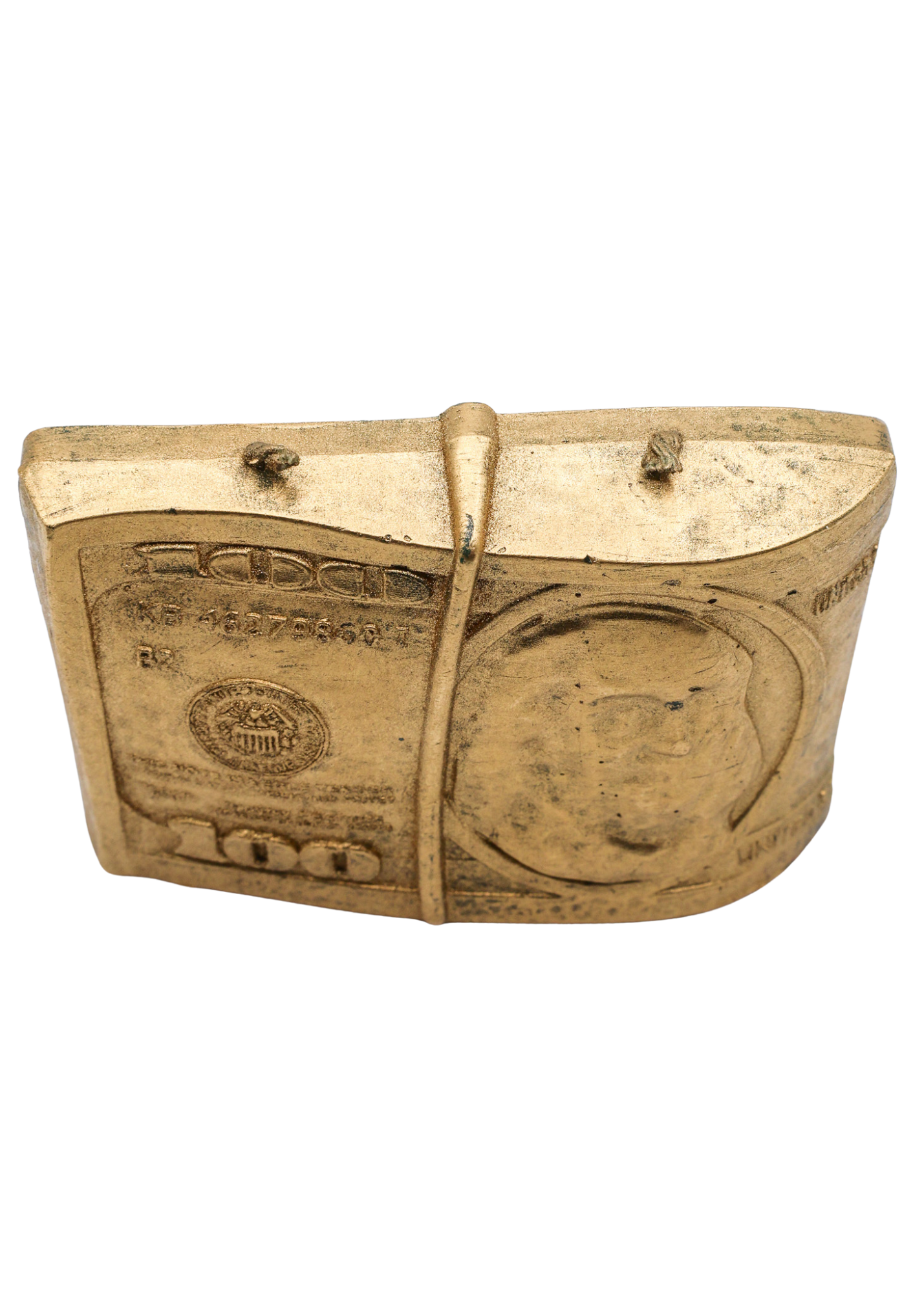 Gold 100 Dollar 2 Wick Candle top angle