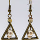 Hand Carved Skull Patinated Brass Earrings
