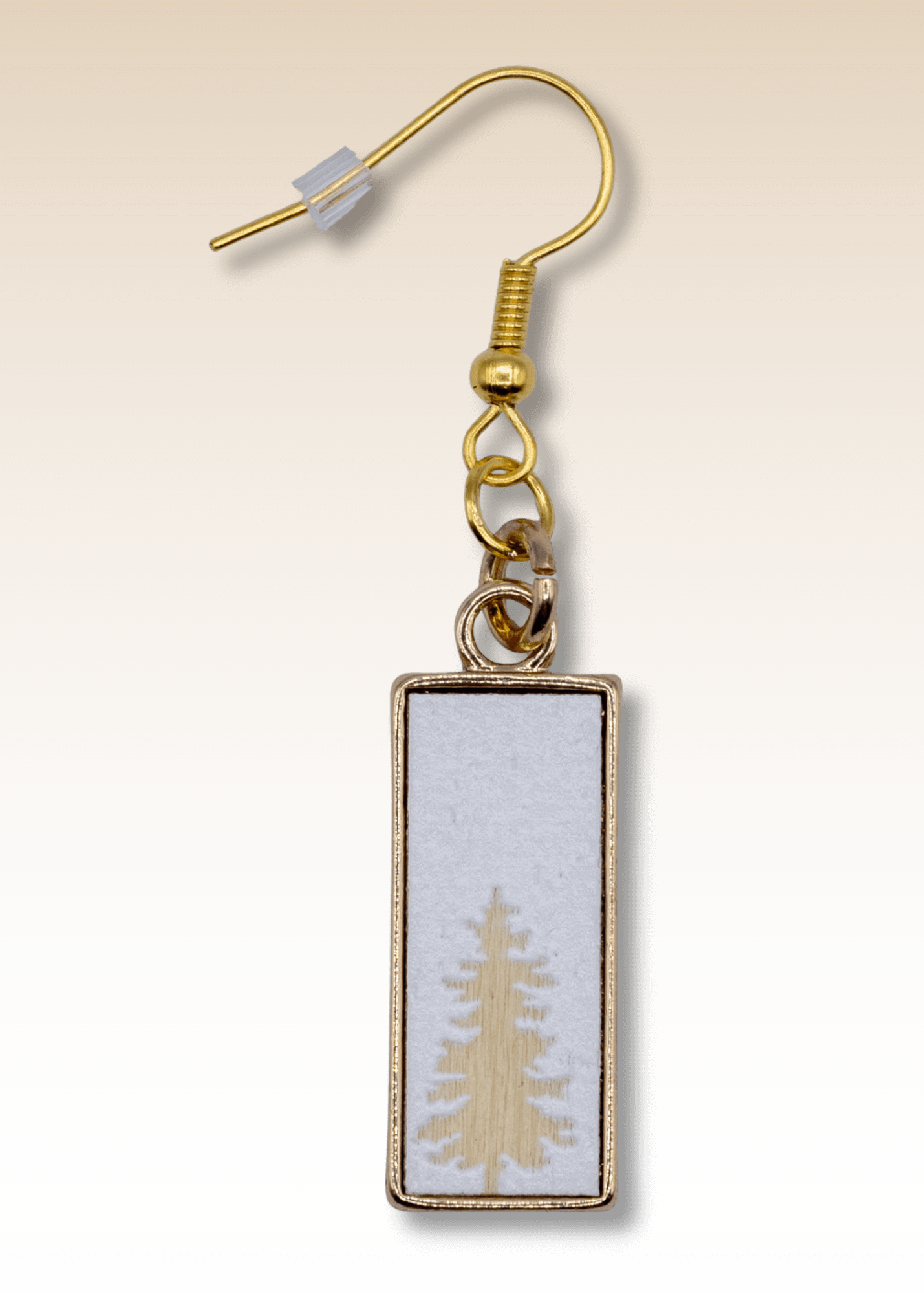 handmade gold pine tree earrings single