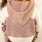 Heart Print Hooded Pullover Sweater With Tassels