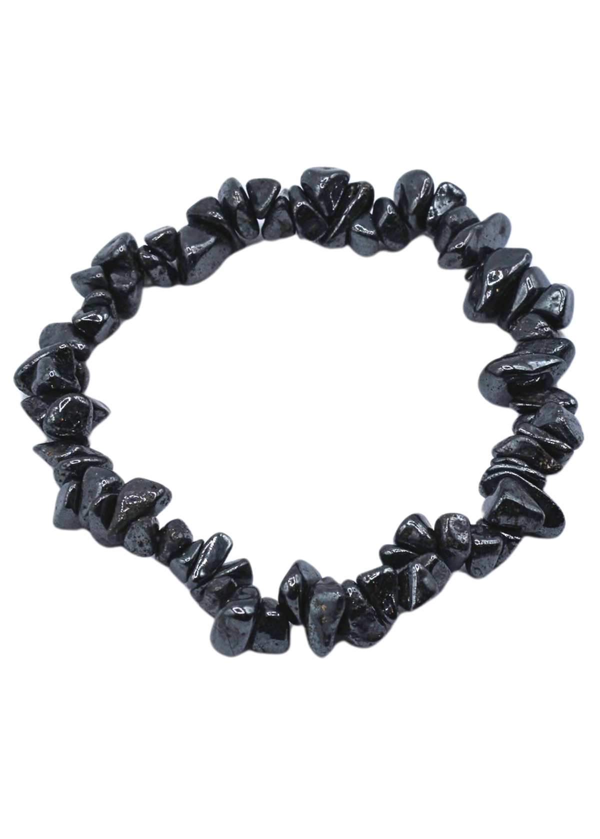 Hematite Chip Stretch Bracelet angled view