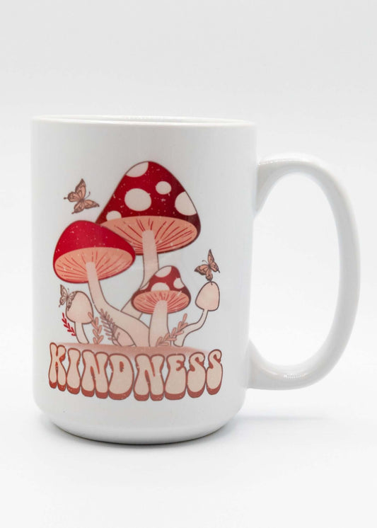 Mushroom & Butterflies Kindness Coffee Mug 15oz