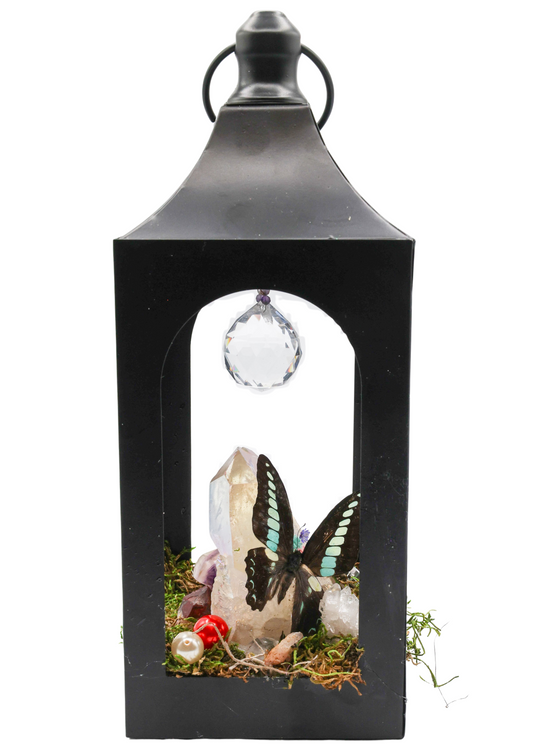Butterfly Prism Lantern Crystal Sculpture