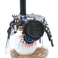 Large Protection Spell Jar front view on white background with black wax seal, blue evil eye and herbs
